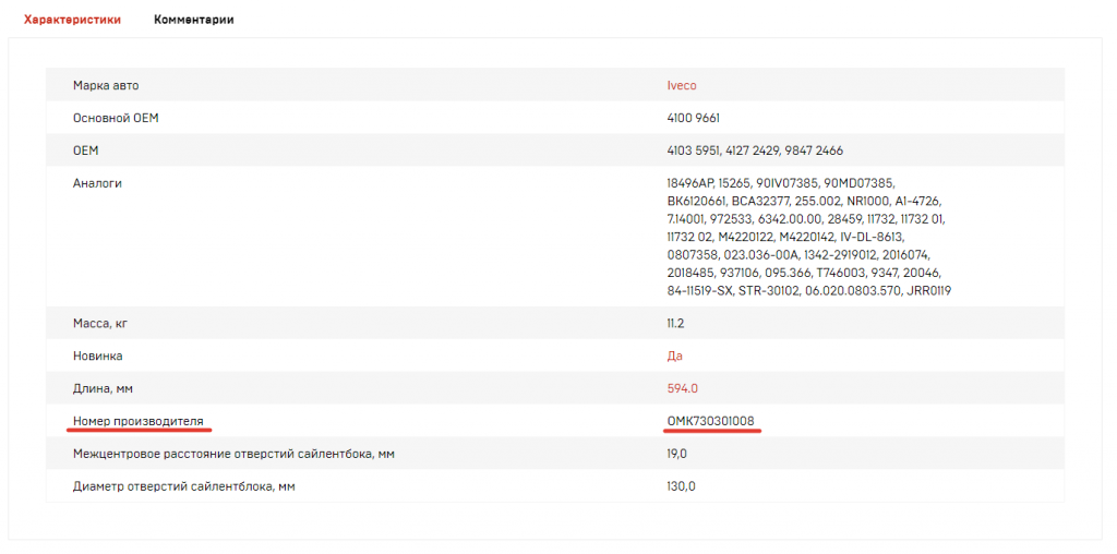 SAP (САП) - номер запчасти от ЧМЗ