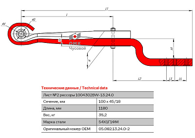 Лист №2 Полурессора для BPW, аналог 05.082.13.24.0 2 листа