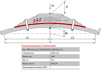 Лист №4 Рессора задняя для BPW 12 листов