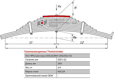 Лист №12 Рессора задняя для BPW 12 листов