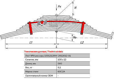 Лист №8 Рессора задняя для BPW 12 листов