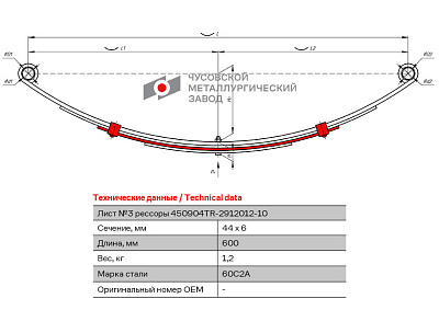 Лист №3 Рессора задняя для ижевского прицепа 4 листа
