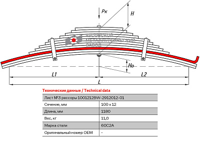 Лист №3 Рессора задняя для BPW 12 листов