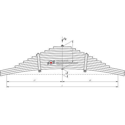 Рессора задняя для грузовиков производства ПАО КамАЗ 6520, 6522, 65221 13 листов